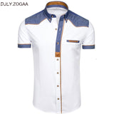 ZOGAA Men's Shirts Fashion Denim Short Sleeve Formal Shirts Man Casual Summer Clothing Tops Slim Cotton Plus Size Male Shirts