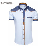 ZOGAA Men's Shirts Fashion Denim Short Sleeve Formal Shirts Man Casual Summer Clothing Tops Slim Cotton Plus Size Male Shirts