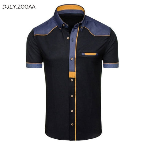 ZOGAA Men's Shirts Fashion Denim Short Sleeve Formal Shirts Man Casual Summer Clothing Tops Slim Cotton Plus Size Male Shirts