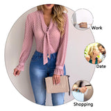 Women New Fashion Elegant Chiffon Blouses Long Sleeve V-Neck Shirt Office Blouse Slim Casual Female Polka Dot Top