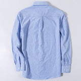 100% Cotton Oxford Plaid Solid Color Striped Shirt Tops Casual Long Sleeve Shirt Slim Fit Shirt Men Camisa Social Korean Clothes
