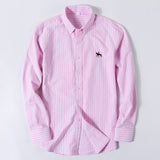 100% Cotton Oxford Plaid Solid Color Striped Shirt Tops Casual Long Sleeve Shirt Slim Fit Shirt Men Camisa Social Korean Clothes