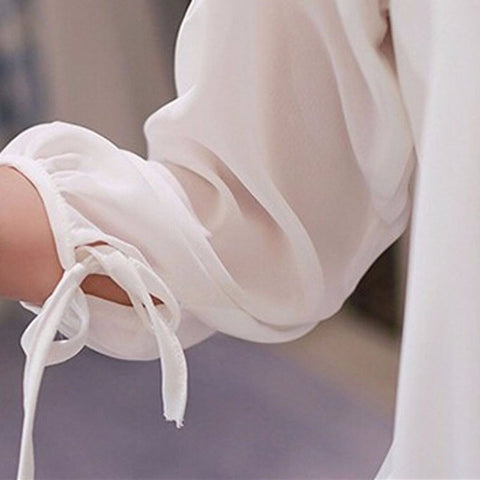 Women Blouses  Summer Long Sleeve White Cotton Slim Crochet Hollow Lace Women Tops Shirts Elegant