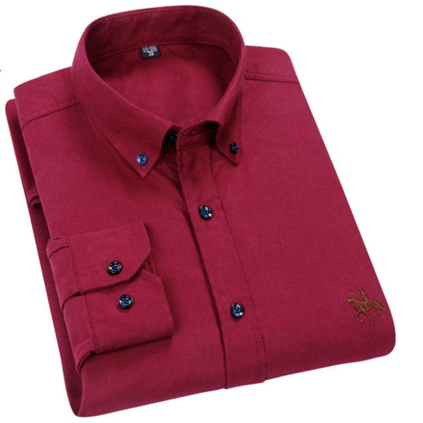 100% Cotton Oxford Plaid Solid Color Striped Shirt Tops Casual Long Sleeve Shirt Slim Fit Shirt Men Camisa Social Korean Clothes