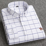 100% Cotton Oxford Plaid Solid Color Striped Shirt Tops Casual Long Sleeve Shirt Slim Fit Shirt Men Camisa Social Korean Clothes