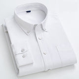 100% Cotton Oxford Plaid Solid Color Striped Shirt Tops Casual Long Sleeve Shirt Slim Fit Shirt Men Camisa Social Korean Clothes