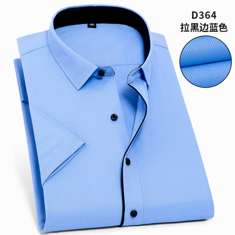 Twill Pure Color 8XL 7XL 6XL 5XL Large Size Men Shirt Short Sleeve Slim Fit Formal Men's White Shirt Business Male Social Shirts