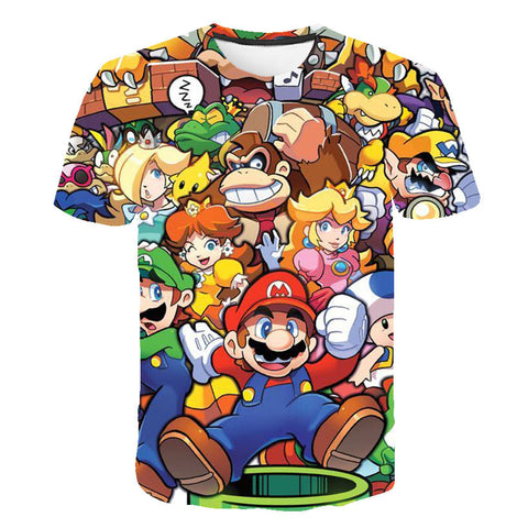 Classic Cartoon Mario Sonic Sport 3D T-shirt New Harajuku style Game Mario Bros Kids Clothes Mario Boys Clothes 4-14T