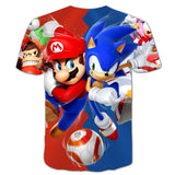 Classic Cartoon Mario Sonic Sport 3D T-shirt New Harajuku style Game Mario Bros Kids Clothes Mario Boys Clothes 4-14T