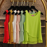 2020 Top New arrival Summer sleeveless O-Neck Casual Female Blouses Plus Size 6XL Solid color Shirts New Women Chiffon Blouse