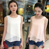 2020 Top New arrival Summer sleeveless O-Neck Casual Female Blouses Plus Size 6XL Solid color Shirts New Women Chiffon Blouse