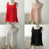 2020 Top New arrival Summer sleeveless O-Neck Casual Female Blouses Plus Size 6XL Solid color Shirts New Women Chiffon Blouse