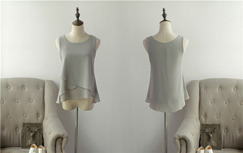 2020 Top New arrival Summer sleeveless O-Neck Casual Female Blouses Plus Size 6XL Solid color Shirts New Women Chiffon Blouse