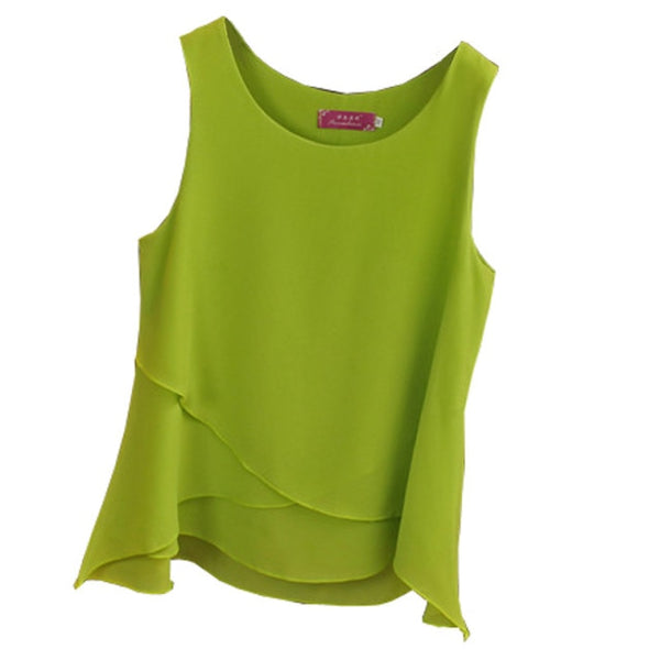 2020 Top New arrival Summer sleeveless O-Neck Casual Female Blouses Plus Size 6XL Solid color Shirts New Women Chiffon Blouse