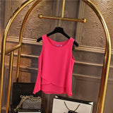 2020 Top New arrival Summer sleeveless O-Neck Casual Female Blouses Plus Size 6XL Solid color Shirts New Women Chiffon Blouse