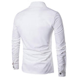 2021 Fashion Shirts for Men Autumn Long Sleeve Turn Down Collar Camisas Hombre White Formal Tops Clothing Black Business
