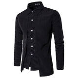 2021 Fashion Shirts for Men Autumn Long Sleeve Turn Down Collar Camisas Hombre White Formal Tops Clothing Black Business