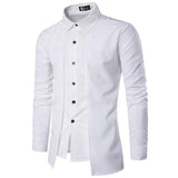 2021 Fashion Shirts for Men Autumn Long Sleeve Turn Down Collar Camisas Hombre White Formal Tops Clothing Black Business
