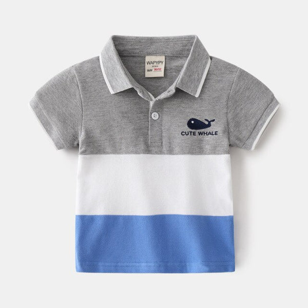 Cute Whale Boys Polo Tshirt Summer Cotton Formal Toddler Tops  Graphic Tees Children's Quality Shirt Kids Clothes