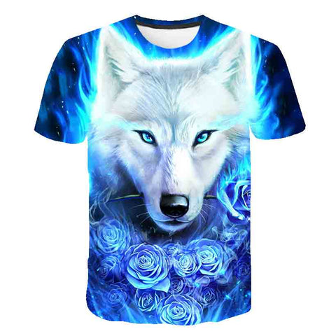 Boys & Girls Animal T-shirts Kids Fond wolf Print 3D T Shirt For Boys Children Summer Short Sleeve T-shirt Tops Casual Clothing