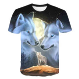 Boys & Girls Animal T-shirts Kids Fond wolf Print 3D T Shirt For Boys Children Summer Short Sleeve T-shirt Tops Casual Clothing