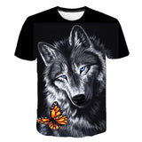 Boys & Girls Animal T-shirts Kids Fond wolf Print 3D T Shirt For Boys Children Summer Short Sleeve T-shirt Tops Casual Clothing