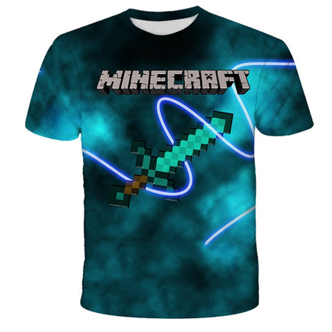 Teens Minecrαft Children Boys T shirt Summer Kid zombie 3D Cartoon Streetwear hip-hop TShirts The Game Boys Tops 4-14Years  Tees