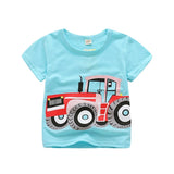 2021 Summer New Boys T Shirt Children's Cotton Tops Tees Baby Kids Cartoon Car Printed Outwear 2-8 Year Clothes Tops Clothing