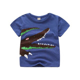 2021 Summer New Boys T Shirt Children's Cotton Tops Tees Baby Kids Cartoon Car Printed Outwear 2-8 Year Clothes Tops Clothing