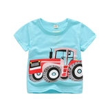 2021 Summer New Boys T Shirt Children's Cotton Tops Tees Baby Kids Cartoon Car Printed Outwear 2-8 Year Clothes Tops Clothing