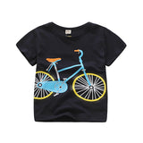 2021 Summer New Boys T Shirt Children's Cotton Tops Tees Baby Kids Cartoon Car Printed Outwear 2-8 Year Clothes Tops Clothing