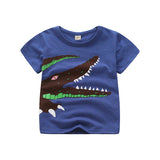 2021 Summer New Boys T Shirt Children's Cotton Tops Tees Baby Kids Cartoon Car Printed Outwear 2-8 Year Clothes Tops Clothing