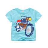 2021 Summer New Boys T Shirt Children's Cotton Tops Tees Baby Kids Cartoon Car Printed Outwear 2-8 Year Clothes Tops Clothing