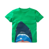 2021 Summer New Boys T Shirt Children's Cotton Tops Tees Baby Kids Cartoon Car Printed Outwear 2-8 Year Clothes Tops Clothing