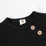 Top kds t-shirt long sleeves elegant outfit winter ribbed contrast pocket boy girls clothes autumn and winter children t-shirt