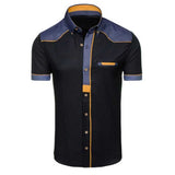 ZOGAA Men's Shirts Fashion Denim Short Sleeve Formal Shirts Man Casual Summer Clothing Tops Slim Cotton Plus Size Male Shirts