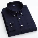 100% Cotton Oxford Plaid Solid Color Striped Shirt Tops Casual Long Sleeve Shirt Slim Fit Shirt Men Camisa Social Korean Clothes