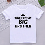 Children Boys Short Sleeve T Shirt Crown Only Child Big Brother Tee Tops Clothes White Casual Kids Tshirt