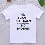 Children Boys Short Sleeve T Shirt Crown Only Child Big Brother Tee Tops Clothes White Casual Kids Tshirt