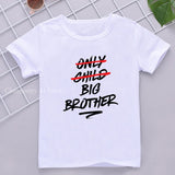 Children Boys Short Sleeve T Shirt Crown Only Child Big Brother Tee Tops Clothes White Casual Kids Tshirt
