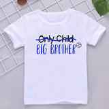 Children Boys Short Sleeve T Shirt Crown Only Child Big Brother Tee Tops Clothes White Casual Kids Tshirt