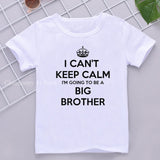 Children Boys Short Sleeve T Shirt Crown Only Child Big Brother Tee Tops Clothes White Casual Kids Tshirt