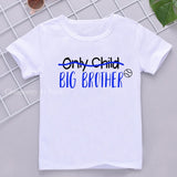 Children Boys Short Sleeve T Shirt Crown Only Child Big Brother Tee Tops Clothes White Casual Kids Tshirt