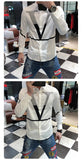 Hot Sale Rhinestone Letter Shirts Men Long Sleeve Business Casual Dress Shirt Slim Streetwear Social Nightclub Chemise Homme