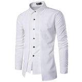 2021 Fashion Shirts for Men Autumn Long Sleeve Turn Down Collar Camisas Hombre White Formal Tops Clothing Black Business