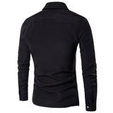 2021 Fashion Shirts for Men Autumn Long Sleeve Turn Down Collar Camisas Hombre White Formal Tops Clothing Black Business