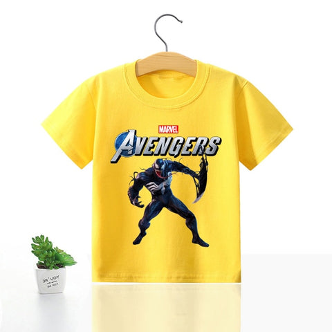 Avengers Marvel Children T-shirt Iron Man Short Sleeve Boys Kids 100%cotton Printing Spider Man Clothes Top Tee Birthday Gift