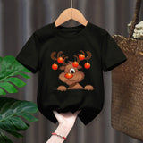 Funny Penguin Graphic Girls Casual Tops Tee Kids Black Tshirts Boys Merry Christmas New Fashion Short Sleeve Children T-shirt