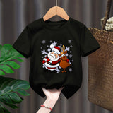 Funny Penguin Graphic Girls Casual Tops Tee Kids Black Tshirts Boys Merry Christmas New Fashion Short Sleeve Children T-shirt