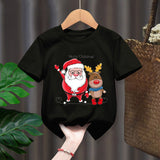 Funny Penguin Graphic Girls Casual Tops Tee Kids Black Tshirts Boys Merry Christmas New Fashion Short Sleeve Children T-shirt